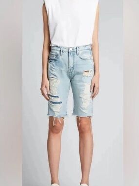 NWT $198 Frame Denim Le Vintage Bermuda  Distressed Jean Shorts Sz 28
